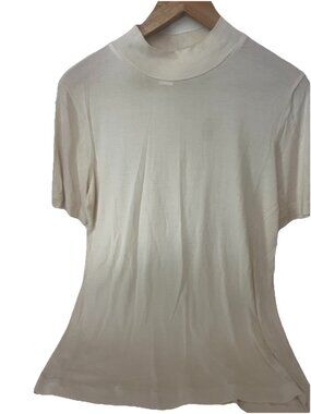 WinterSilks 100% Silk Turtle Neck Base Layer Top Womens L White Short Sleeve. Bb